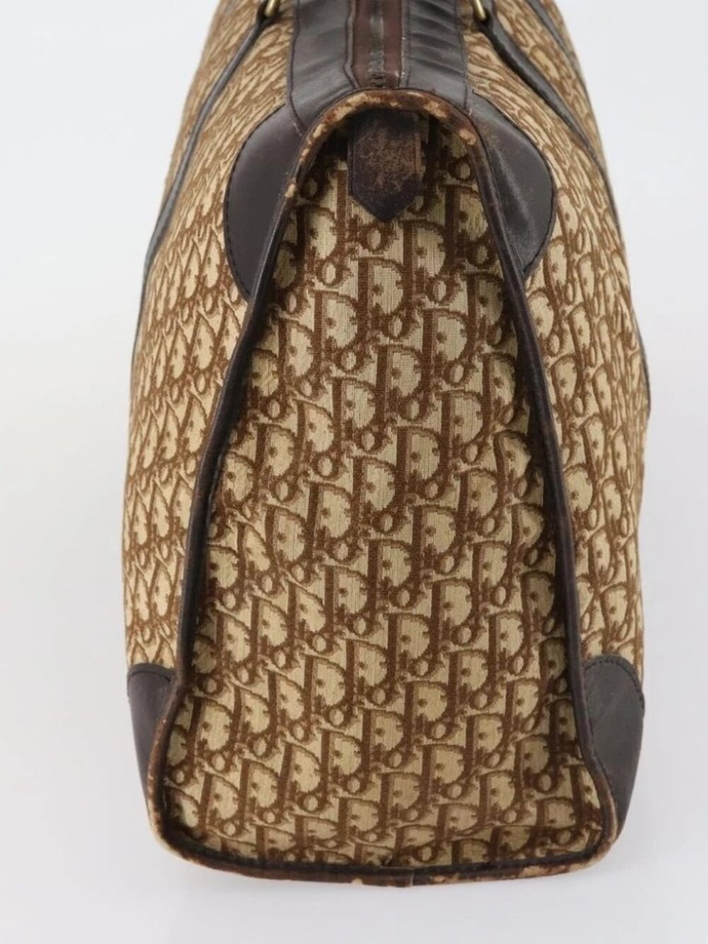 Christian Dior Trotter Canvas Boston Bag Beige Gold - Picture 5 of 16